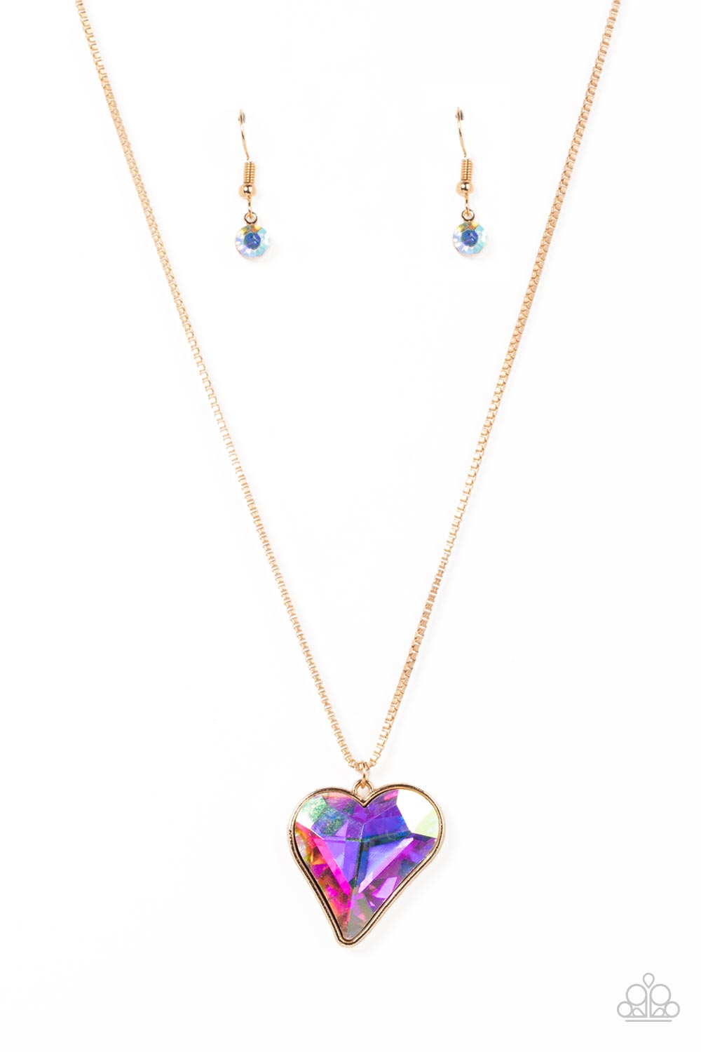 Lockdown My Heart - Gold Iridescent Necklace - Paparazzi Accessories - GlaMarous Titi Jewels