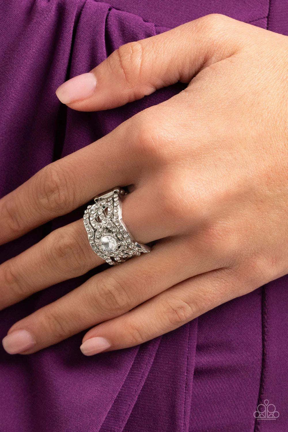 Doting on Dazzle - White Rhinestone Ring - Paparazzi Accessories - GlaMarous Titi Jewels