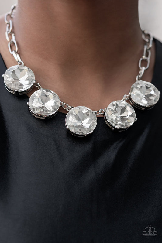 Limelight Luxury - White Rhinestone Necklace - Paparazzi Accessories - GlaMarous Titi Jewels