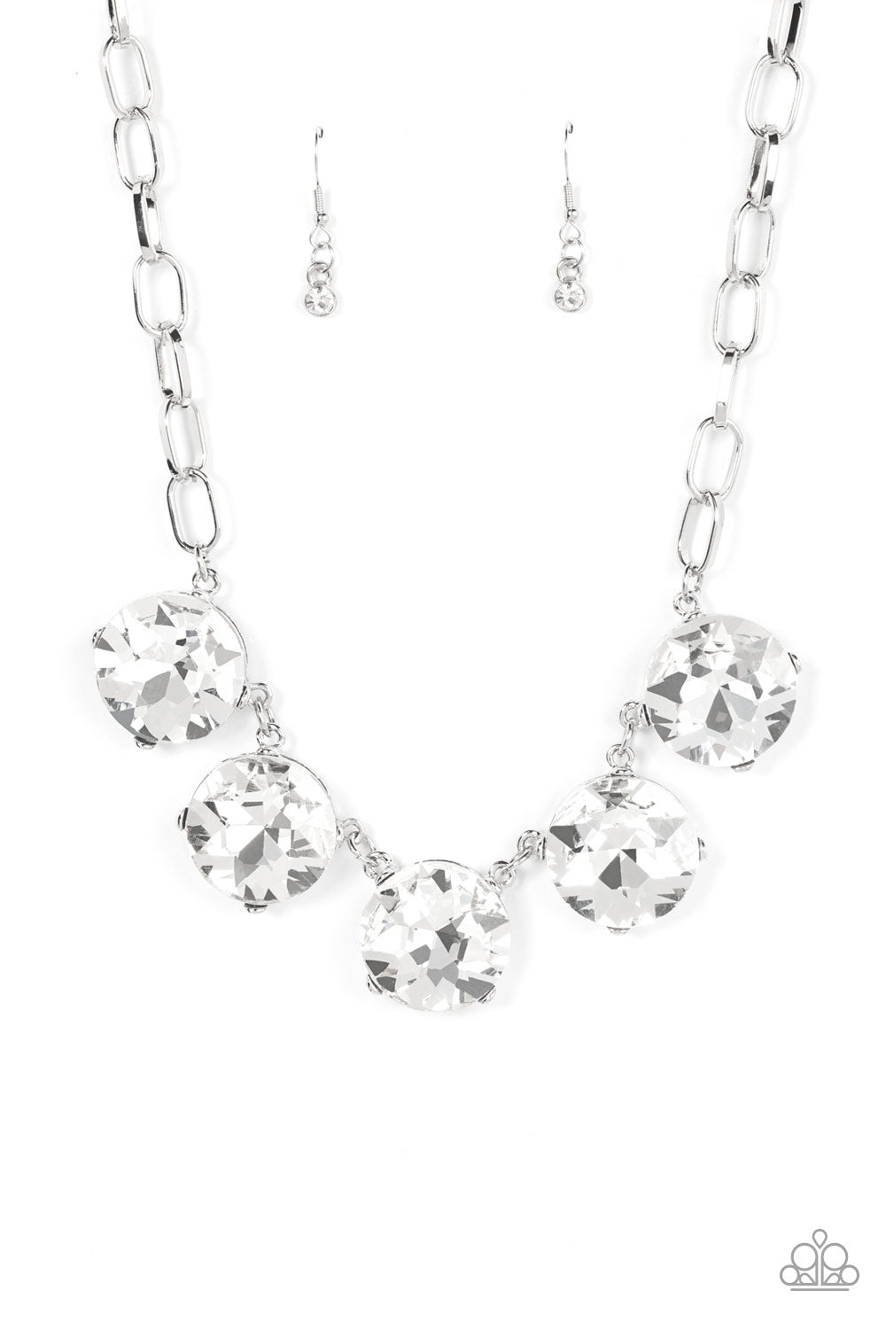 Limelight Luxury - White Rhinestone Necklace - Paparazzi Accessories - GlaMarous Titi Jewels