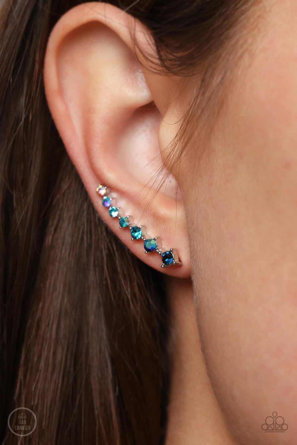 STARLIGHT Show ♥ Blue Rhinestone Ear Crawlers ♥ Paparazzi Accessories - GlaMarous Titi Jewels