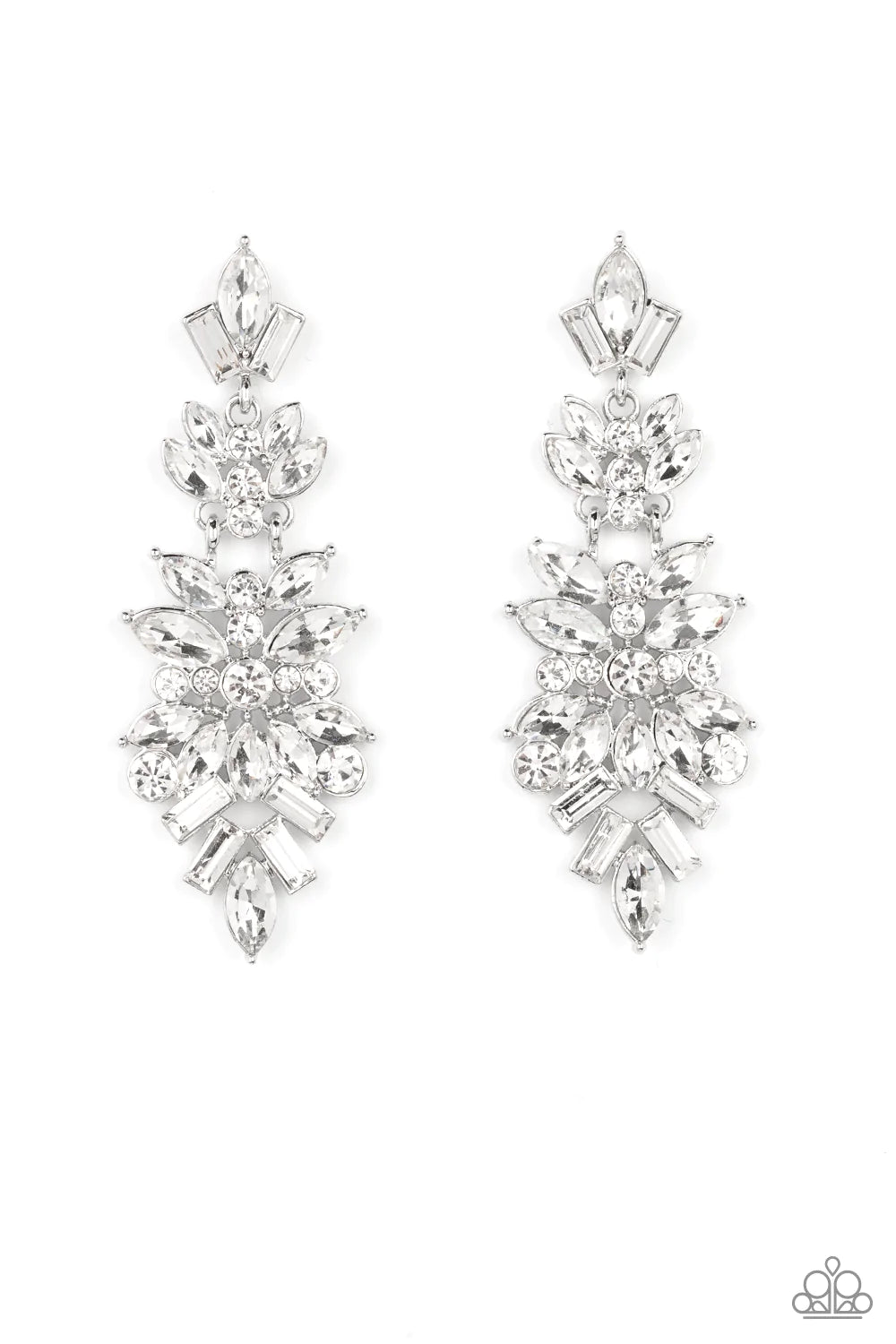 Frozen Fairytale ♥ White Rhinestone Earrings ♥ Paparazzi Accessories - GlaMarous Titi Jewels