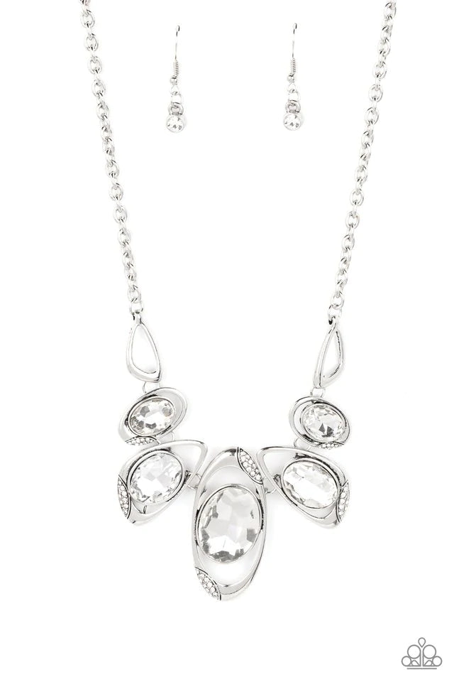 Hypnotic Twinkle ♥ White Rhinestone Necklace ♥ Paparazzi Accessories - GlaMarous Titi Jewels