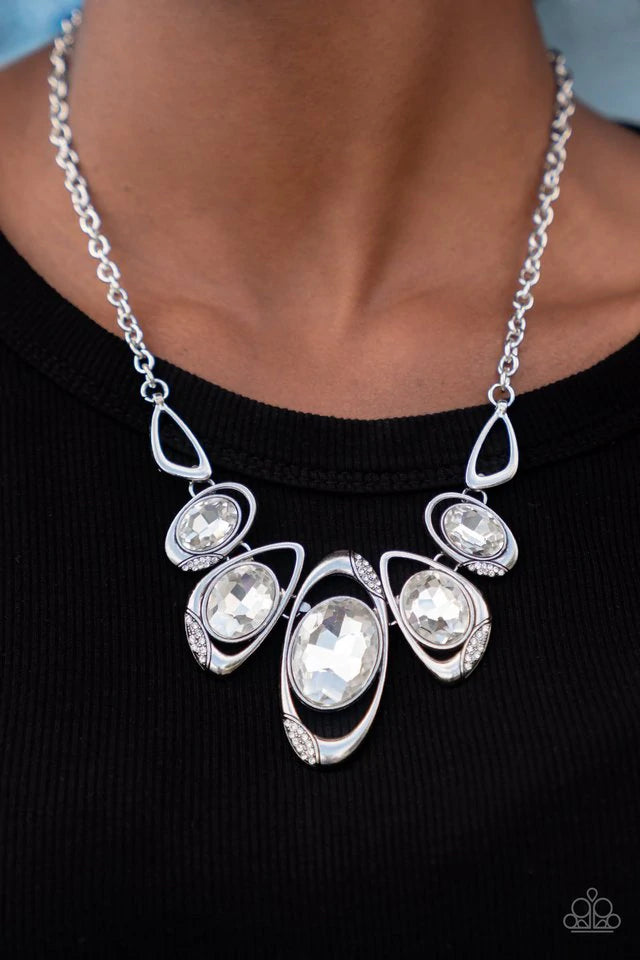 Hypnotic Twinkle ♥ White Rhinestone Necklace ♥ Paparazzi Accessories - GlaMarous Titi Jewels