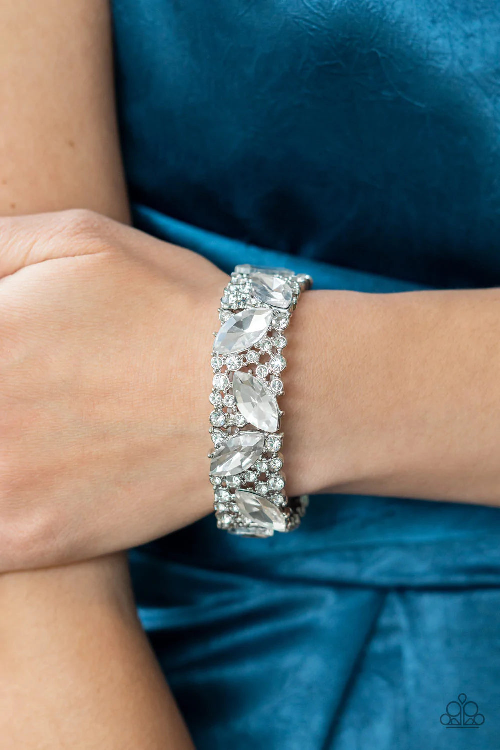 Full Body Chills - White Rhinestone Bracelet - Paparazzi Accessories - GlaMarous Titi Jewels