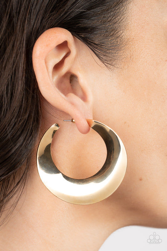 Power Curves - Gold Hoop Earrings- Paparazzi Accessories - GlaMarous Titi Jewels