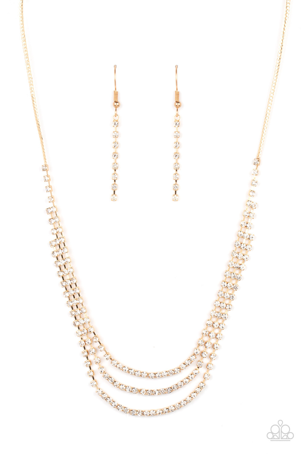 Surreal Sparkle ♥ Gold Rhinestone Necklace ♥ Paparazzi Accessories - GlaMarous Titi Jewels