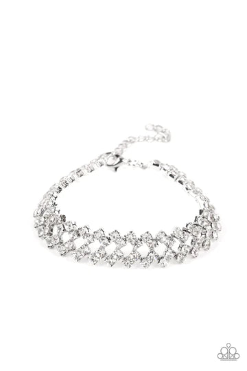 Seize The Sizzle ♥ White Rhinestone Bracelet ♥ Paparazzi Accessories - GlaMarous Titi Jewels