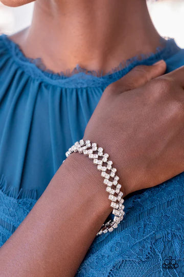 Seize The Sizzle ♥ White Rhinestone Bracelet ♥ Paparazzi Accessories - GlaMarous Titi Jewels