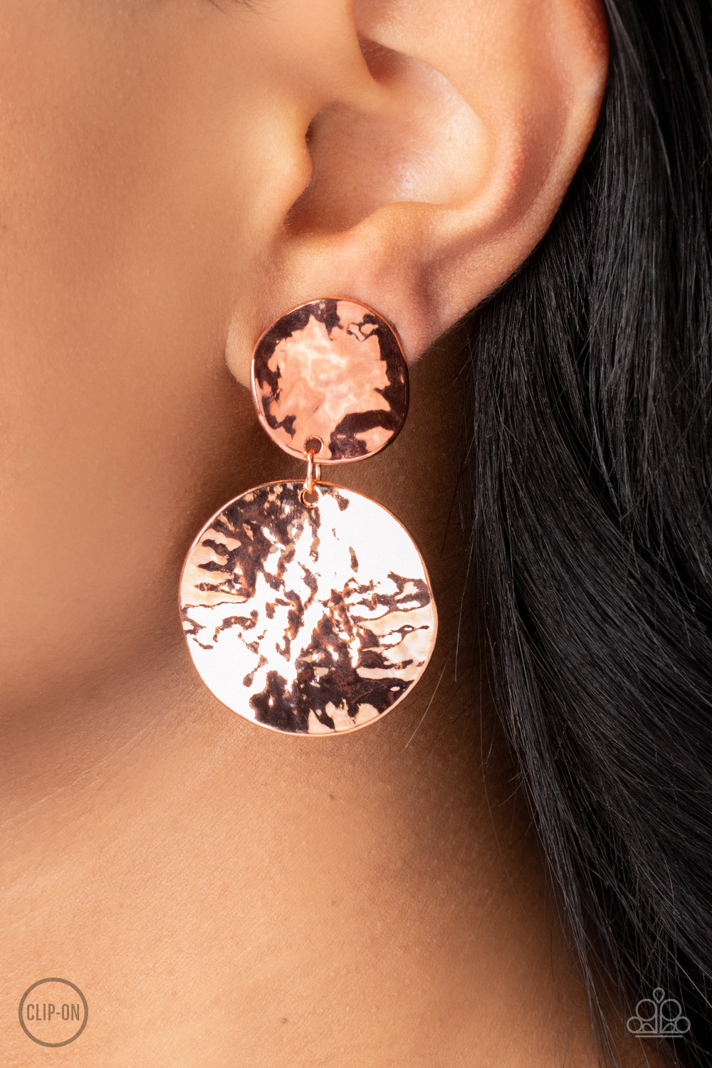 Rush Hour - Copper Clip-on Earrings ♥ Paparazzi Accessories