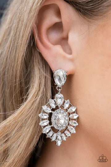 My Good LUXE Charm ♥ White Rhinestone Earrings ♥ Paparazzi Accessories - GlaMarous Titi Jewels