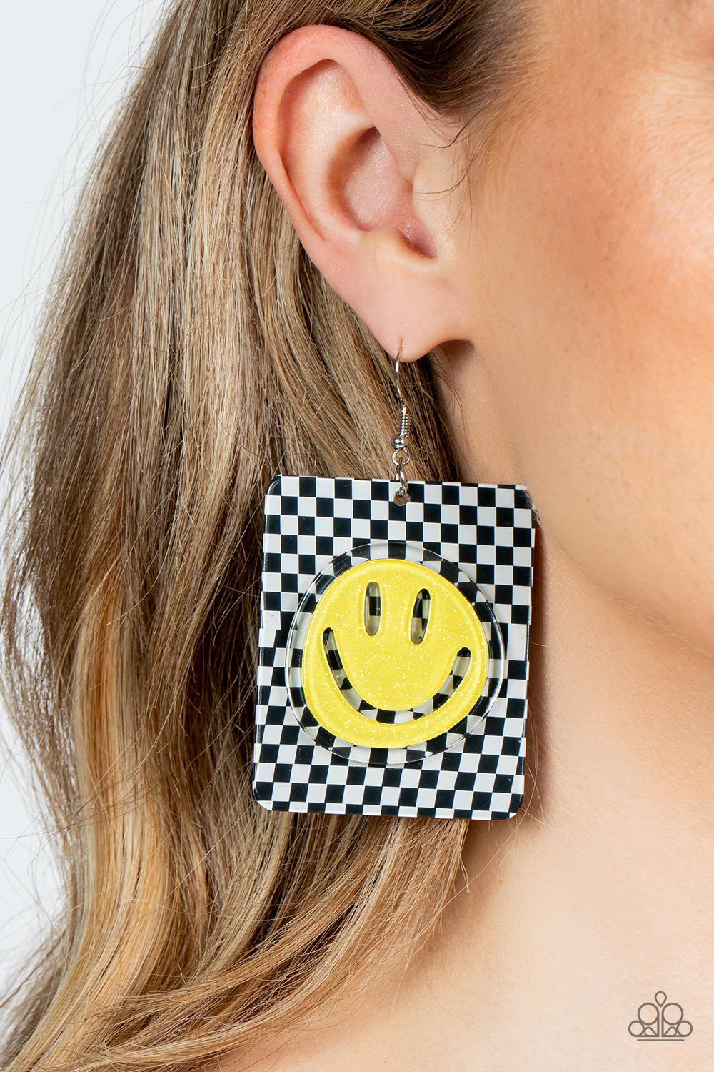 Cheeky Checkerboard ♥ Yellow Earrings ♥ Paparazzi Accessories - GlaMarous Titi Jewels