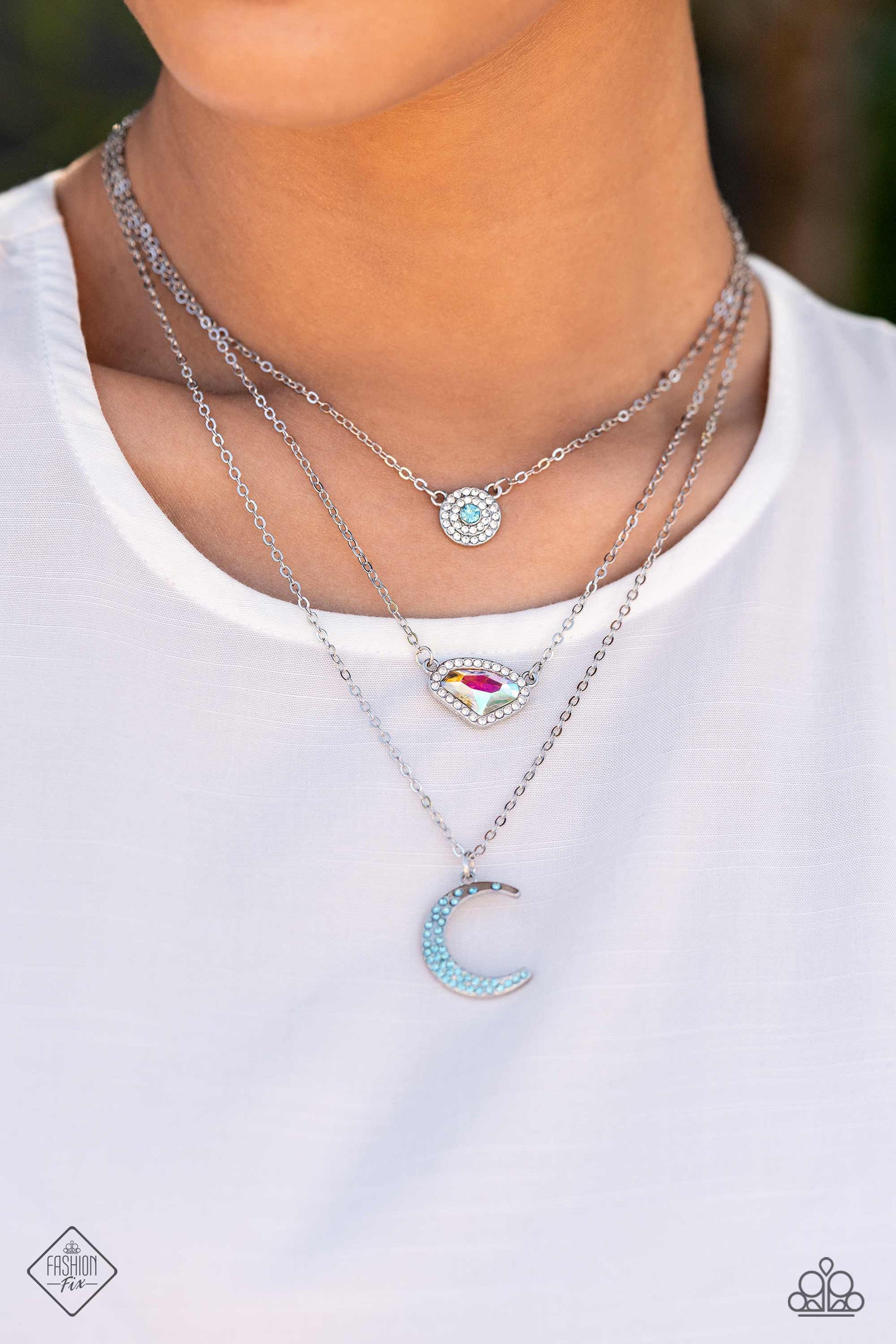 Lunar Lineup - Blue Necklace ♥ Paparazzi Accessories