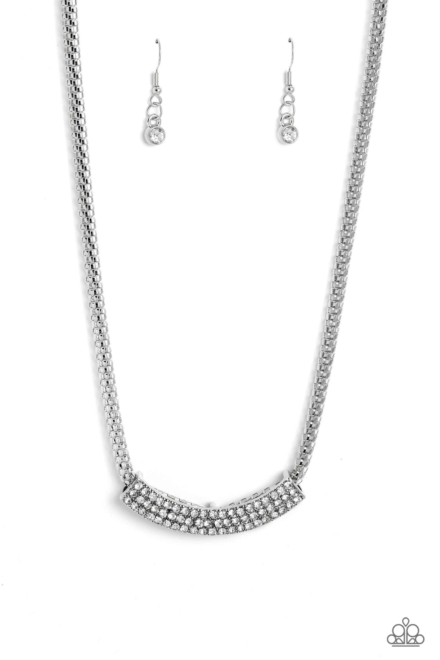 Swing Dance Dream - White Rhinestone Necklace ♥ Paparazzi Accessories