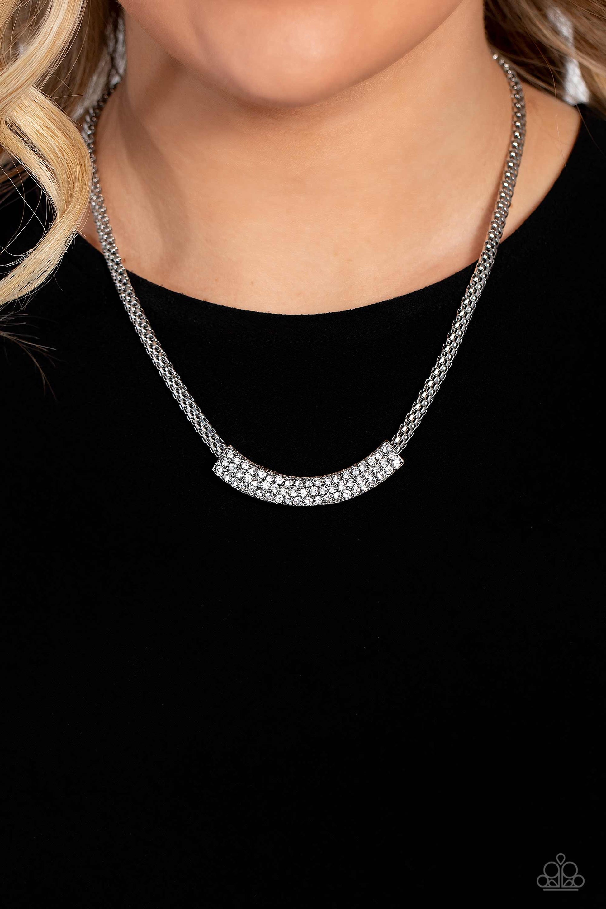 Swing Dance Dream - White Rhinestone Necklace ♥ Paparazzi Accessories