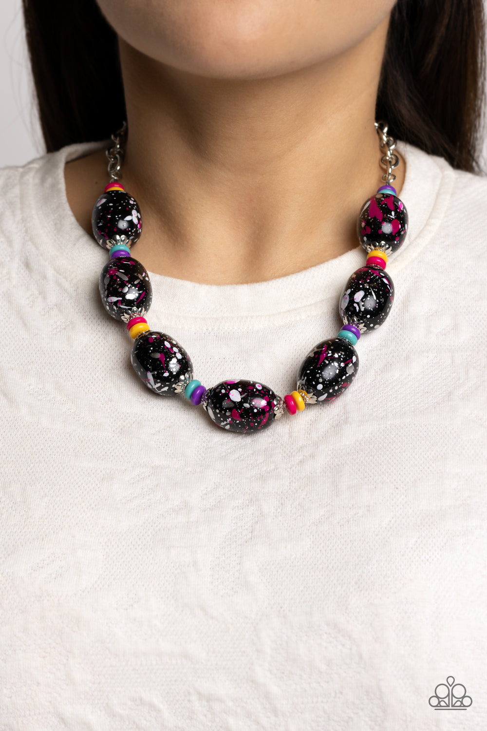 No Laughing SPLATTER ♥ Pink Necklace ♥ Paparazzi Accessories - GlaMarous Titi Jewels