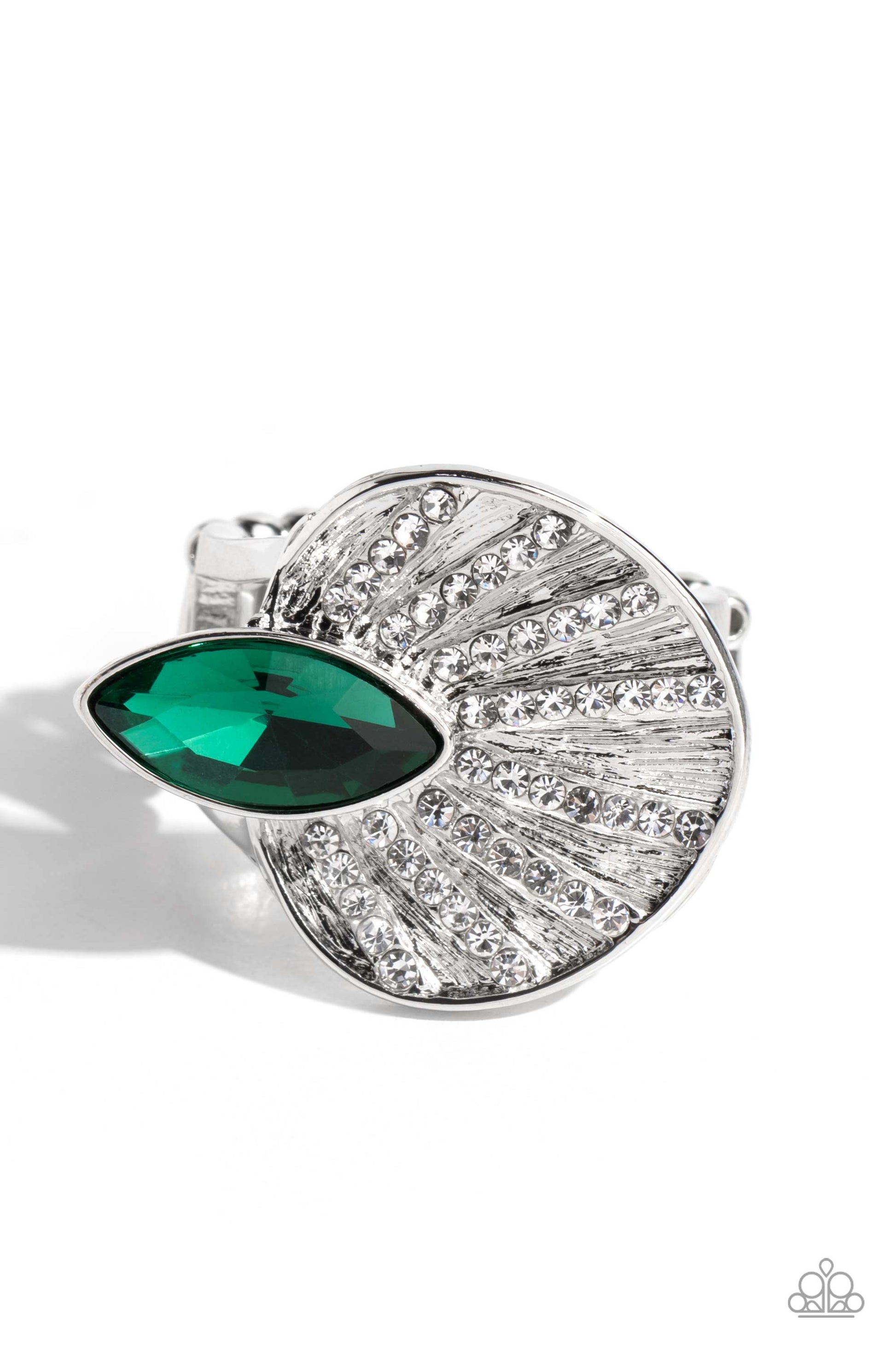 Fan Dance Dazzle - Green Ring ♥ Paparazzi Accessories