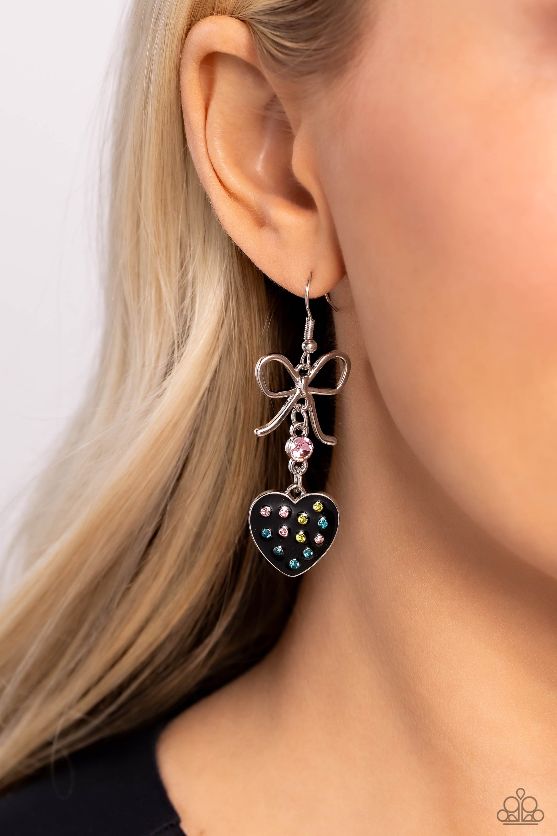 BOW Away Zone - Black Earrings ♦ Paparazzi Accessories