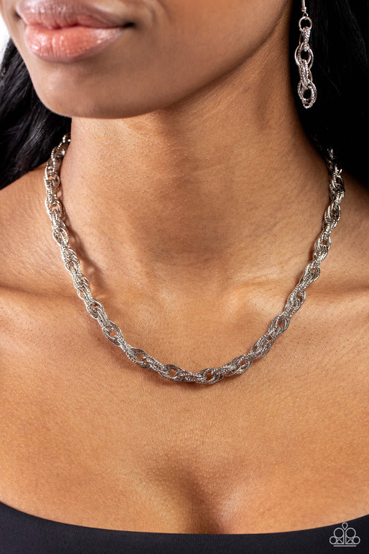 Paparazzi Braided Ballad - Silver Necklace ♦