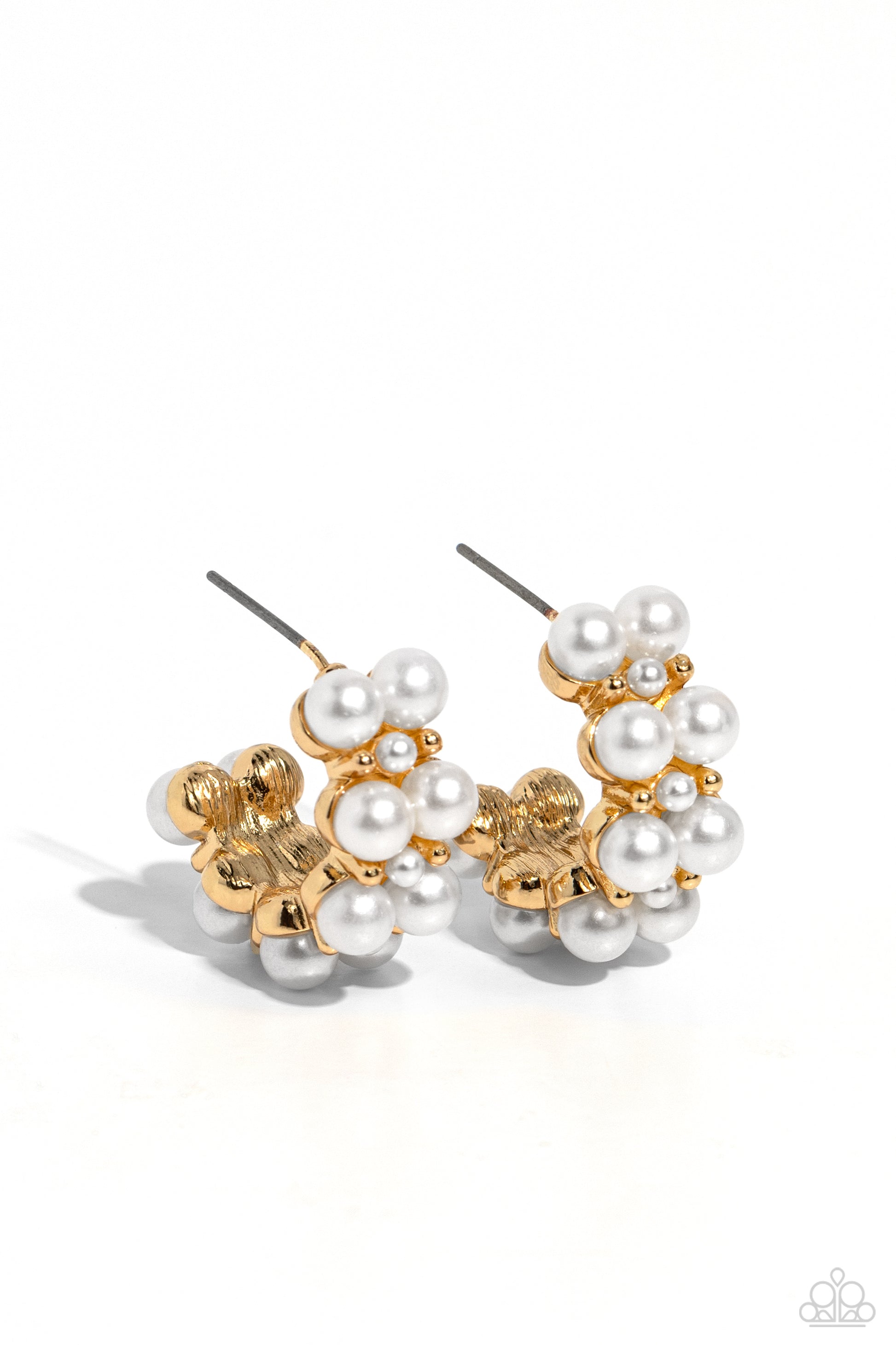 Paparazzi White Collar Wardrobe - Gold Earrings