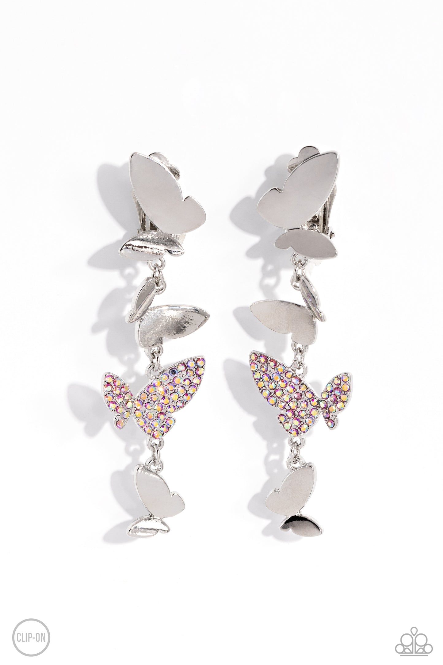 Paparazzi Flying Flashy - Pink Clip-on Earrings