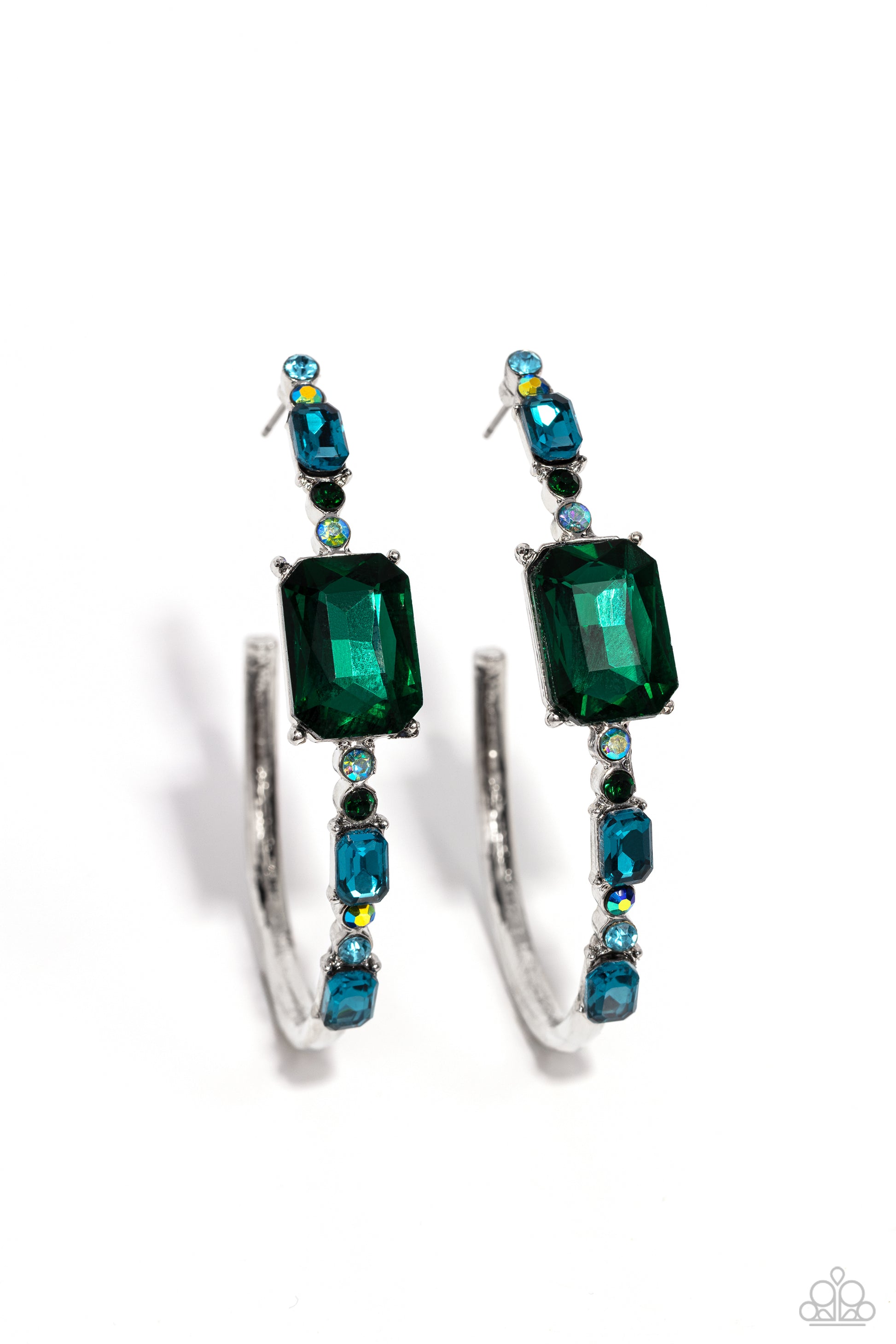 Elite Ensemble - Green Rhinestone Earrings - Paparazzi Accessories - GlaMarous Titi Jewels