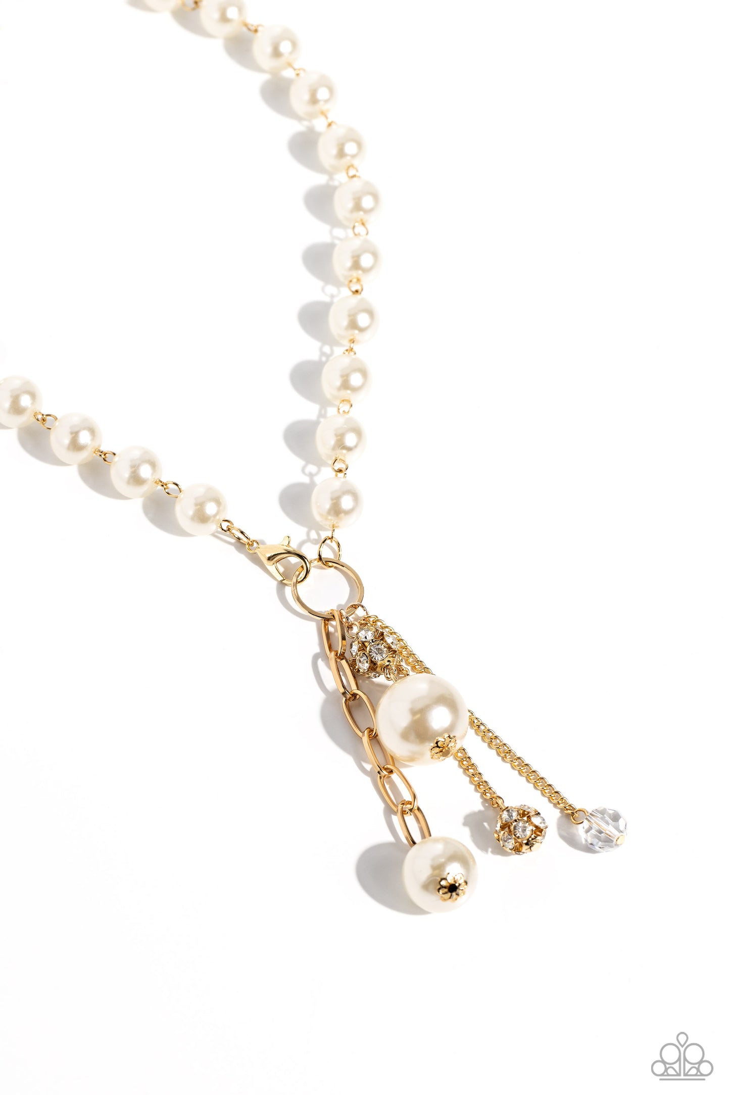 Paparazzi White Collar Welcome - Gold Necklace