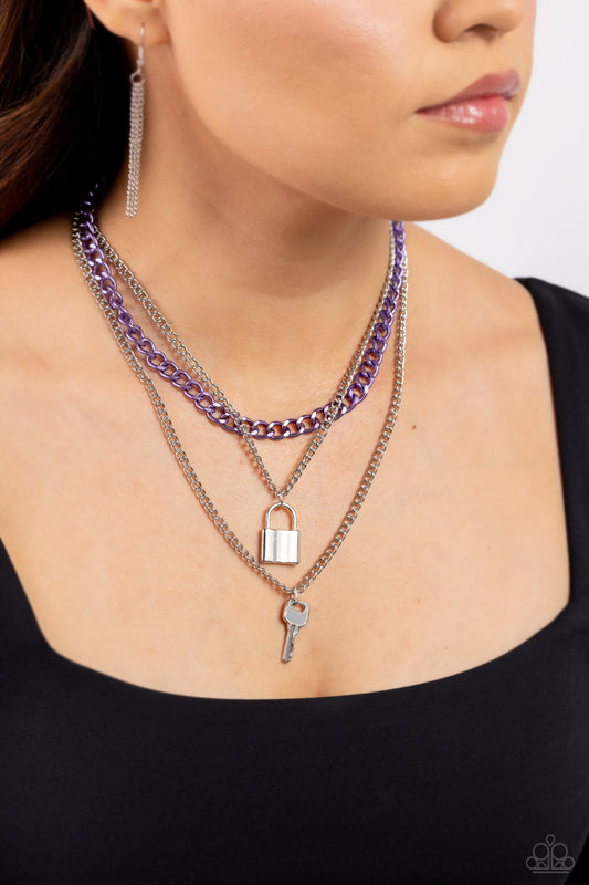 Locked Labor - Purple Necklace ♥ Paparazzi Accessories