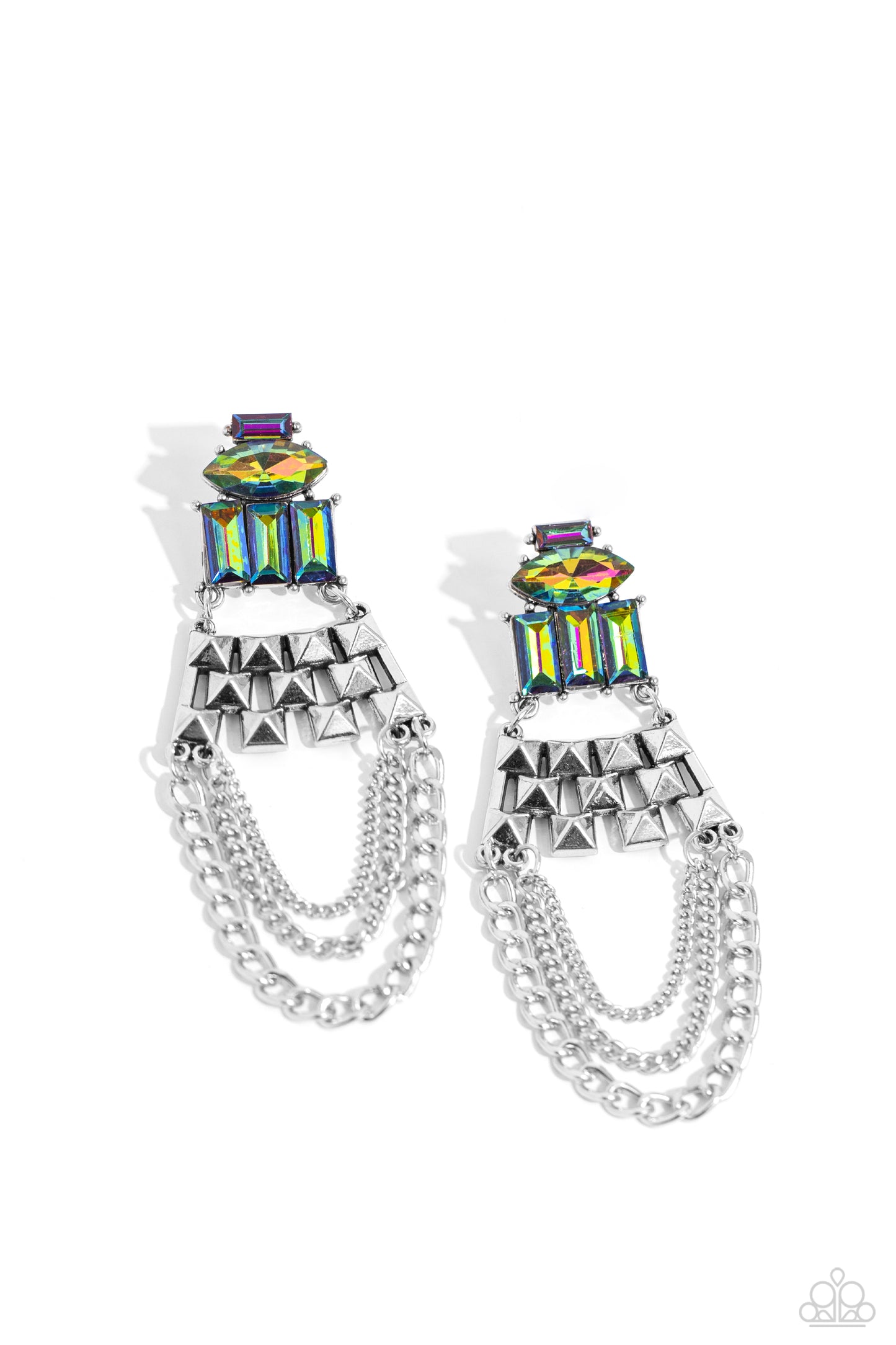 Paparazzi Dangling Art Deco - Multi Oil Spill Earrings