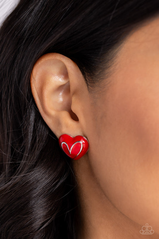 Paparazzi Glimmering Love - Red Earrings