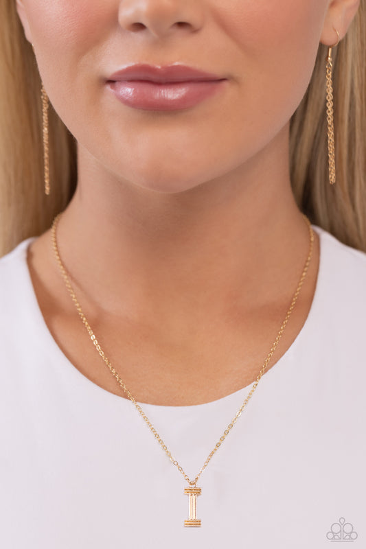 Paparazzi Leave Your Initials - Gold - I Necklace