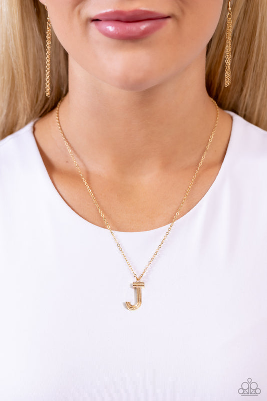 Paparazzi Leave Your Initials - Gold - J Necklace