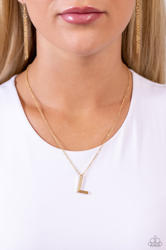 Paparazzi Leave Your Initials - Gold - L Necklace