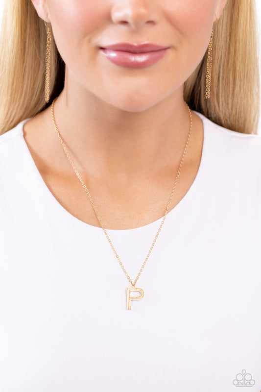 Paparazzi Leave Your Initials - Gold - P Necklace