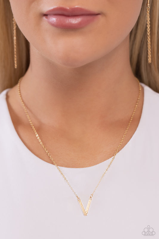 Paparazzi Leave Your Initials - Gold - V Necklace