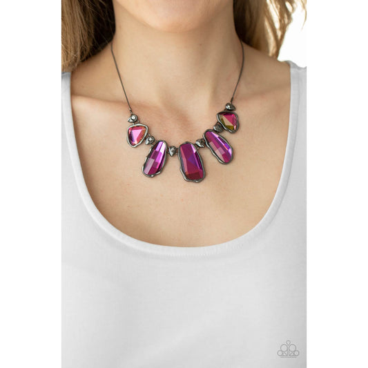 Cosmic Cocktail - Multi UV Oil Spill Necklace - Paparazzi Accessories - GlaMarous Titi Jewels