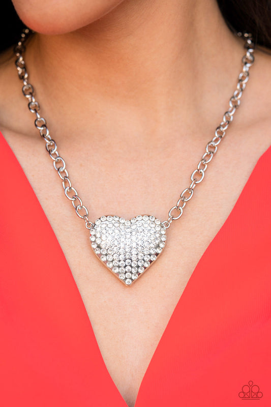 Heartbreakingly Blingy - White Rhinestone Necklace - Paparazzi Accessories - GlaMarous Titi Jewels