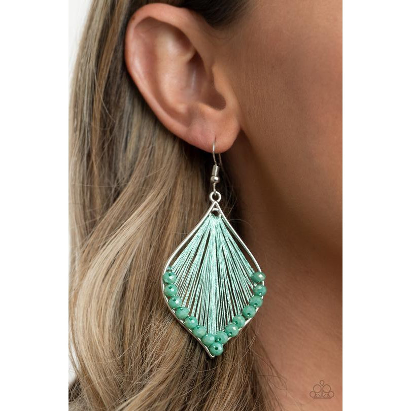 Pulling At My HARP-strings - Green Earrings - Paparazzi Accessories - GlaMarous Titi Jewels