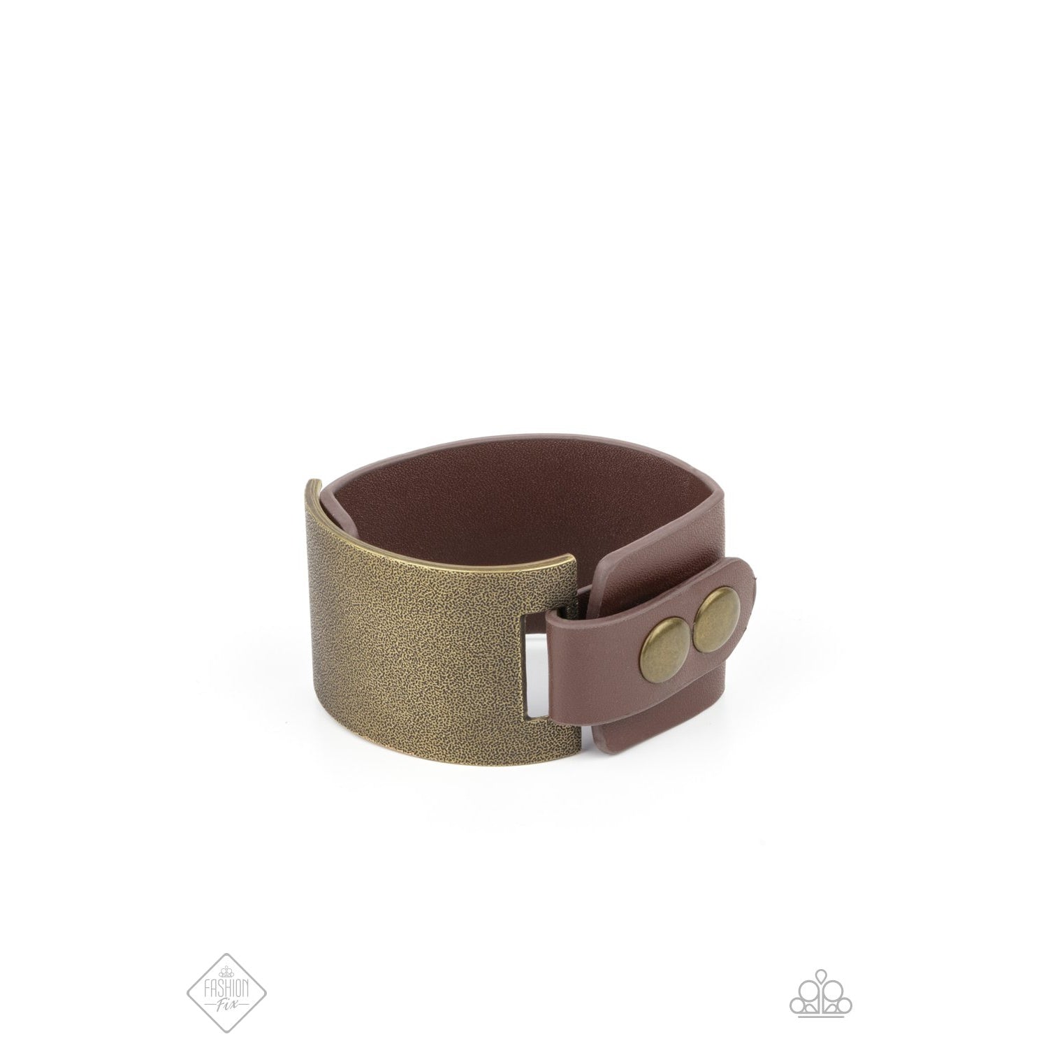 Studded Synchronism - Brass Leather Bracelet- Paparazzi Accessories - GlaMarous Titi Jewels