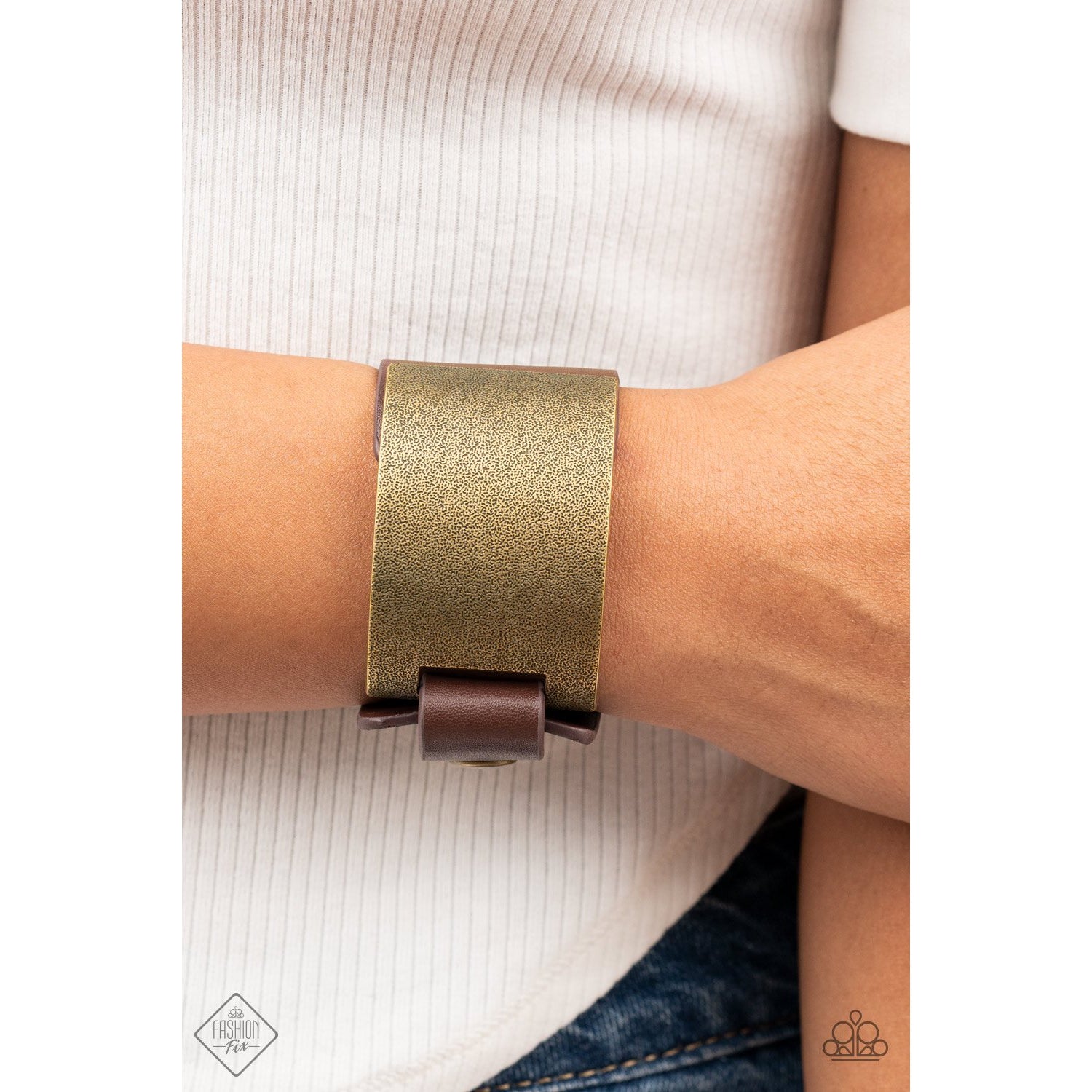 Studded Synchronism - Brass Leather Bracelet- Paparazzi Accessories - GlaMarous Titi Jewels