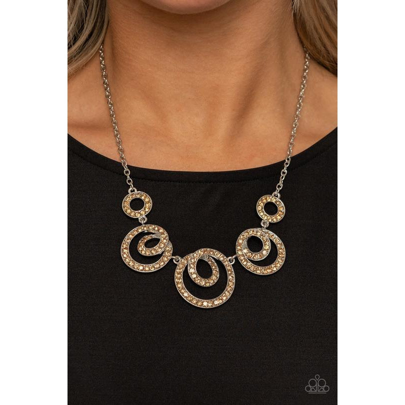 Total Head-Turner - Brown Rhinestone Necklace - Paparazzi Accessories - GlaMarous Titi Jewels