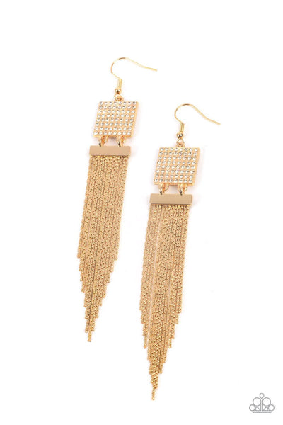 Dramatically Deco - Gold Earrings - Paparazzi Accessories - GlaMarous Titi Jewels