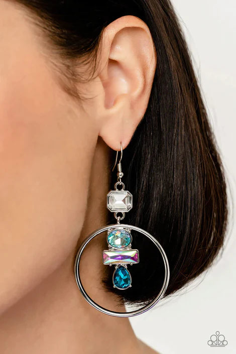 Paparazzi Geometric Glam ♥ Blue Earrings ♥ Life of the Party January 2023 - GlaMarous Titi Jewels