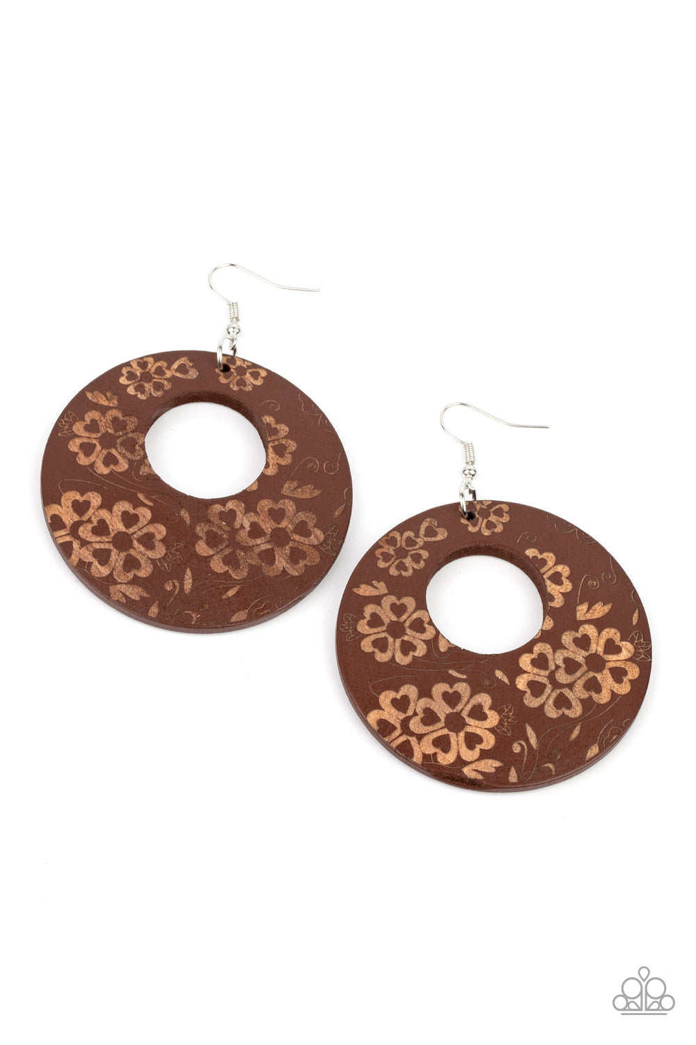 Galapagos Garden Party - Brown Wooden Earrings - Paparazzi Accessories - GlaMarous Titi Jewels