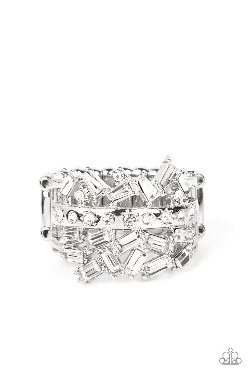 Scattered Sensation ♥ April 2022 Life of the Party White Ring ♥ Paparazzi Accessories - GlaMarous Titi Jewels